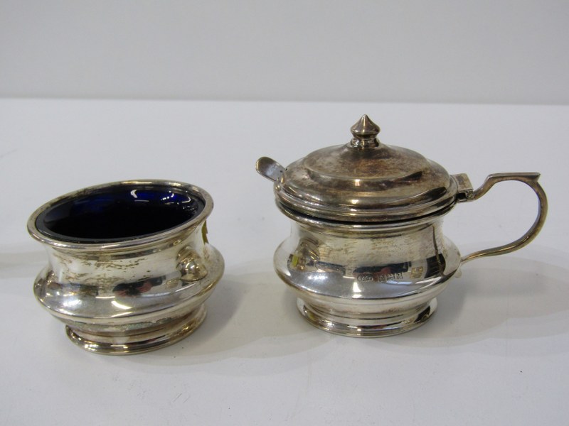 SILVER SUGAR CASTOR of baluster form with pierced lid, Birmingham HM, 14cm height, also a salt and - Image 4 of 5