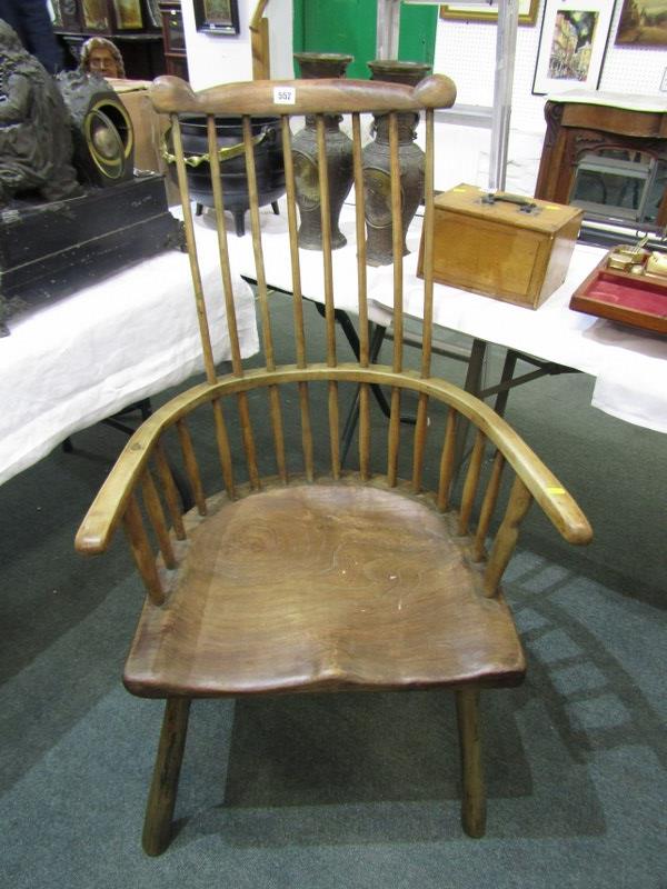 RUSTIC FARMHOUSE CHAIR, elm and ash stick and hoop back kitchen chair - Image 3 of 5
