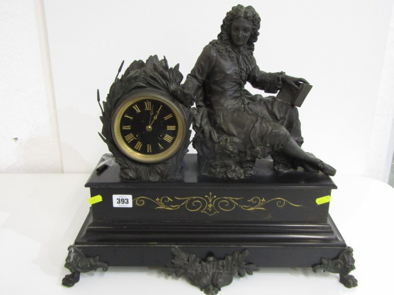 ORNATE FRENCH MANTEL CLOCK marked C L Fourier, with black dial and Roman numerals, decorated a - Image 2 of 6