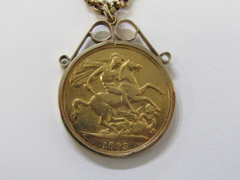 VICTORIAN GOLD TWO POUNDS, Victorian gold two pound coin set in 9ct gold mount, on a vintage 9ct - Image 2 of 3