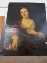 LATE GEORGIAN ENGLISH SCHOOL, oil on canvas "Portrait of an elegant Lady, wearing a pearl necklace