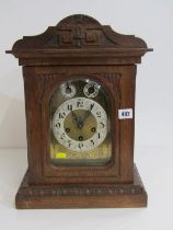 GERMAN BRACKET CLOCK, oak cased bracket clock with secondary minute and strike and silent dials by