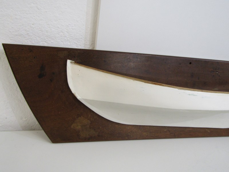 MARITIME, half boat model on mahogany plinth, plinth 105cm - Image 3 of 6