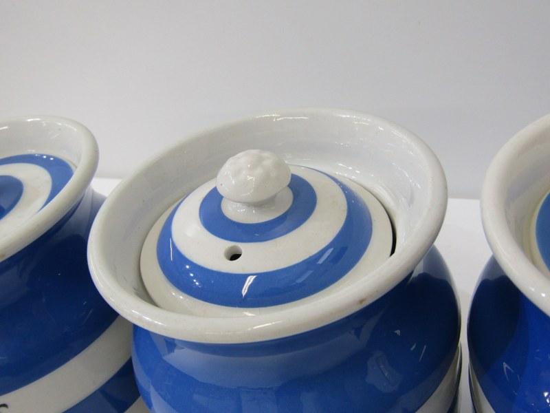 CORNISHWARE, 3 T G Green lidded storage jars, Salt, Sultanas and Rice with black T G Green mark to - Image 2 of 3