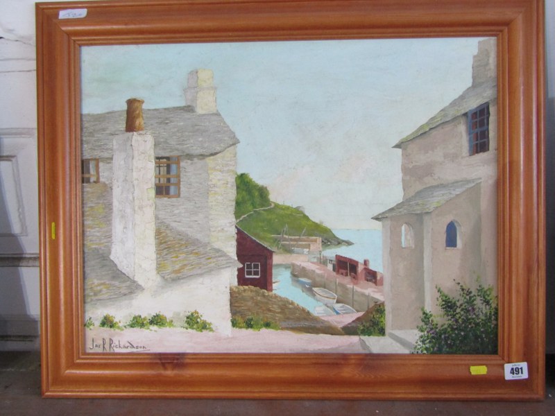 JAZ R RICHARDSON, oil on hardboard "Polperro", 43cm x 58cm