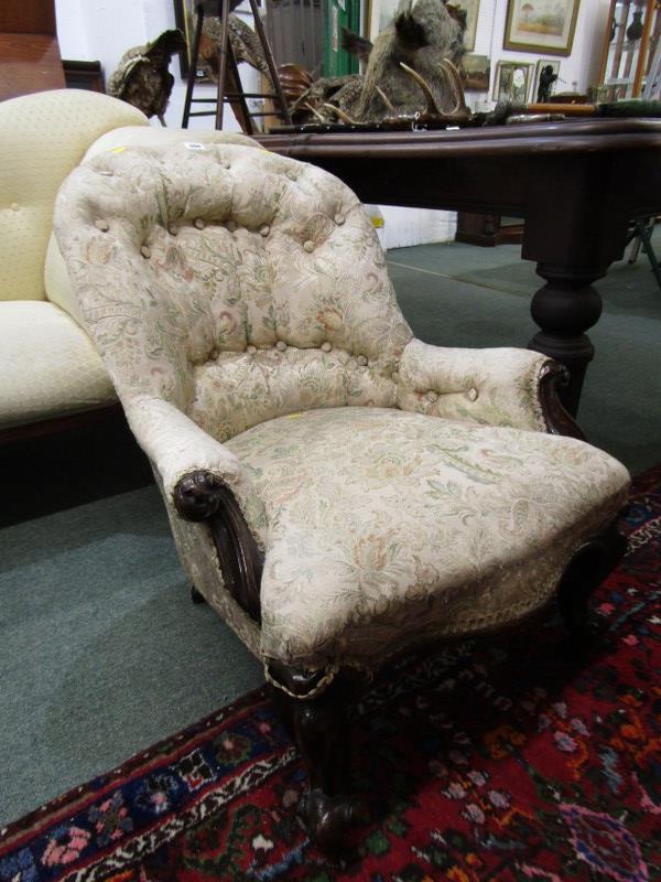 VICTORIAN BUTTON back nursing chair with serpentine front and seat - Image 3 of 4