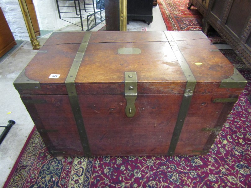 MAHOGANY BRASS BOUND TRUNK, 75cm width - Image 2 of 2