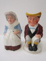 ANTIQUE POTTERY, 2 pottery character jugs, Martha Gunn and John Bull, registered number marks to