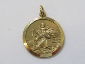 9ct YELLOW GOLD ST CHRISTOPHER PENDANT, approx. 6.7 grams