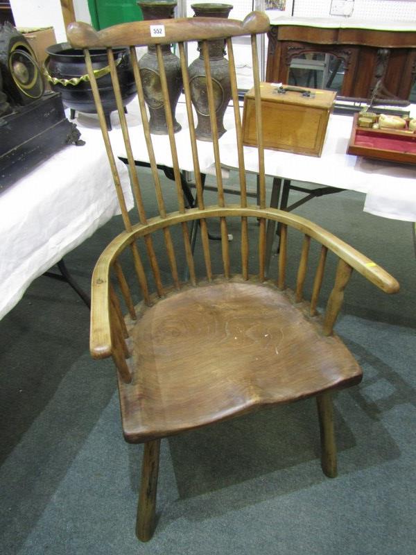 RUSTIC FARMHOUSE CHAIR, elm and ash stick and hoop back kitchen chair - Image 2 of 5