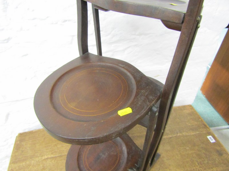 EDWARDIAN CAKE STAND, folding mahogany 4 tier cake stand, 84cm height - Image 4 of 6