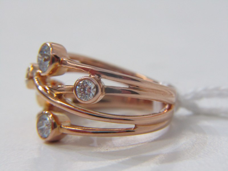 18ct YELLOW GOLD ORGANIC "BUBBLE" 5 STONE DIAMOND RING, approx. 0.9 - 1 carat of diamonds, size L - Image 2 of 3