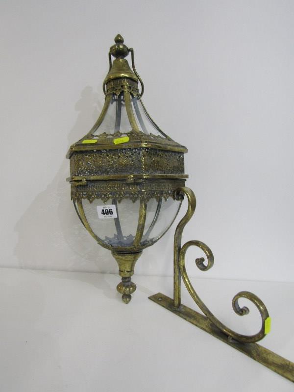 VENETIAN STYLE BRASS LANTERN, copy brass lantern with bracket, 50cm height - Image 2 of 5