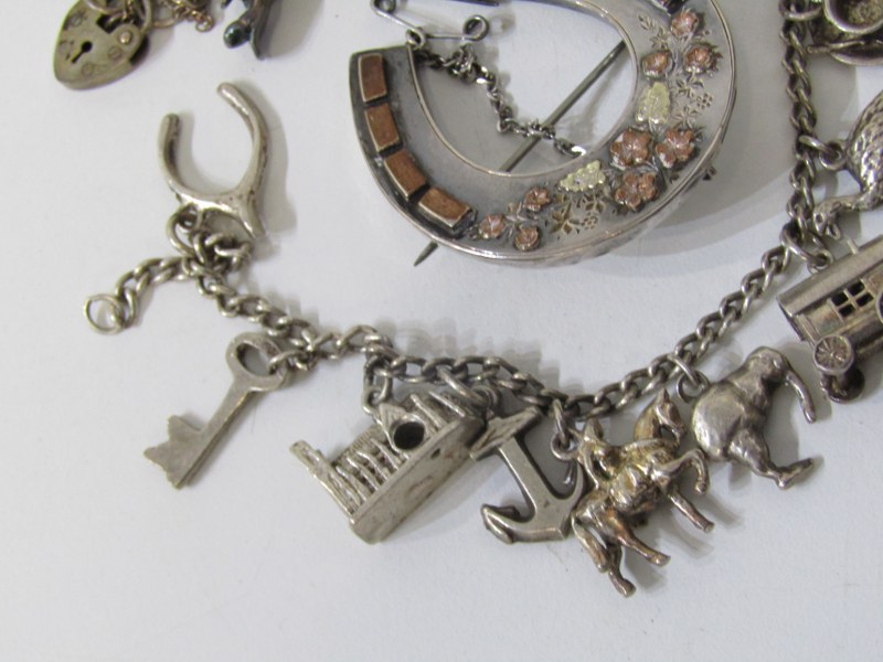 SELECTION OF SILVER ITEMS including silver charm bracelet of several charms; gypsy wagon, cathedral, - Image 5 of 5