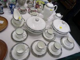 WEDGWOOD TABLEWARE, Wedgwood coffee set in Amhurst pattern, comprising coffee pot, covered sugar,