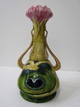 ART NOUVEAU POTTERY, a continental art nouveau pottery vase of organic form impressed numeral mark