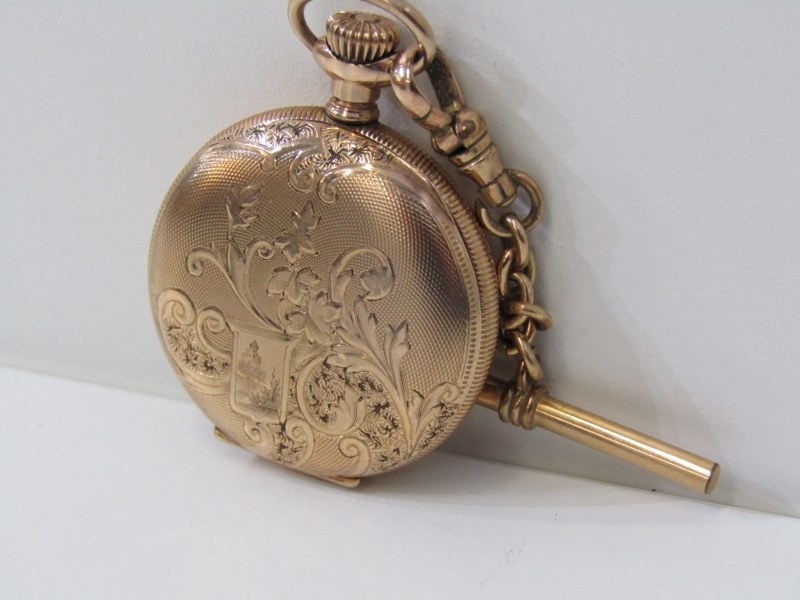 LADY'S WALTHAM FULL HUNTER POCKET WATCH, gold plated case in very good condition, watch appears to - Image 4 of 10