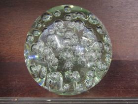 GLASSWARE, large clear glass paperweight with internal bubbles, 18cm height