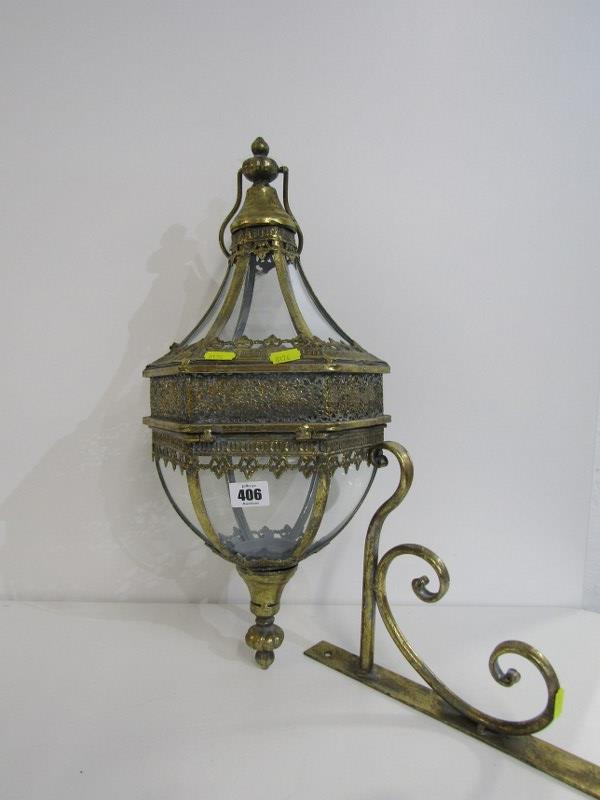 VENETIAN STYLE BRASS LANTERN, copy brass lantern with bracket, 50cm height - Image 3 of 5