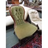 VICTORIAN CARVED WALNUT SPOON BACK nursing chair