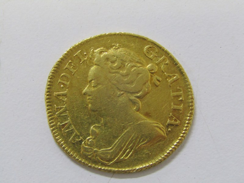 QUEEN ANNE GOLD GUINEA, 1713 Queen Anne gold guinea, higher grade