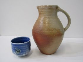 STUDIO POTTERY, salt glazed jug by Nic Collins from Powdermills Pottery, Devon, with potter's