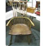 RUSTIC FARMHOUSE CHAIR, elm and ash stick and hoop back kitchen chair