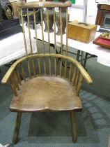 RUSTIC FARMHOUSE CHAIR, elm and ash stick and hoop back kitchen chair