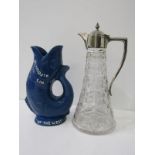 ADVERTISING WARE, Plymouth Gin gurgle jug (The Spirit of the West) 22cm height, also a cut glass