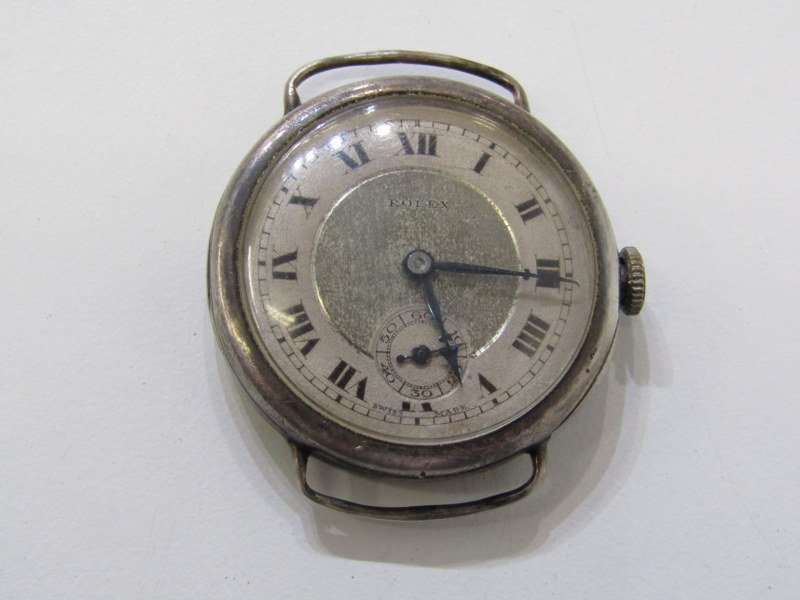 VINTAGE ROLEX WRIST WATCH, Gent's silver cased trench style wrist watch