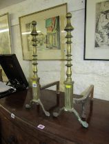 PAIR OF VICTORIAN FIRE DOGS, pair of brass fire dogs, 54cm height