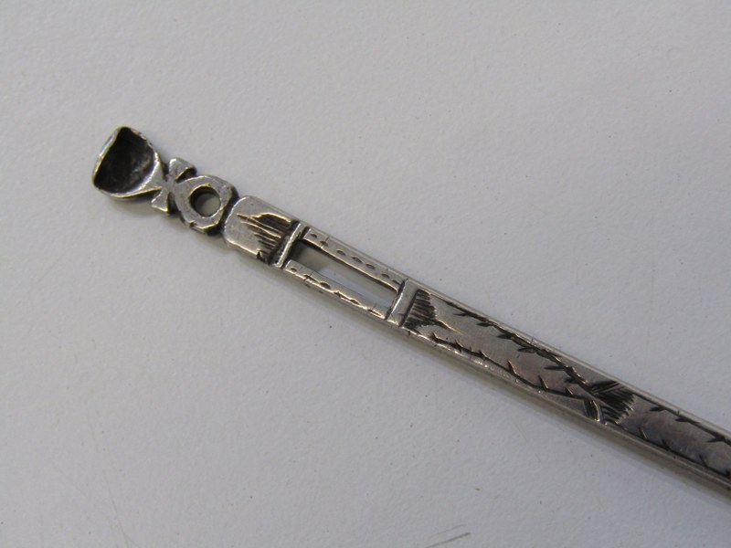 EARLY SILVER BODKIN NEEDLE naively decorated with initials "MF", possibly circa late 17th Century - Image 3 of 6