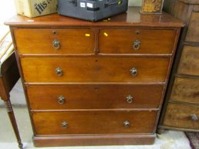 EDWARDIAN STRAIGHT FRONTED CHEST OF 2 short and 3 long drawers, 106cm width