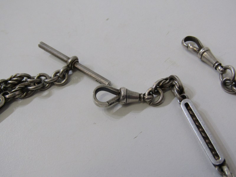 2 FANCY SILVER ALBERT CHAINS, 39cm and 45cm respectively, - Image 3 of 3