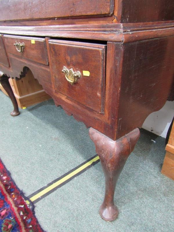 18th CENTURY CHEST ON STAND, walnut chest, fitted 2 short and 3 long drawers, base fitted 3 - Image 8 of 9