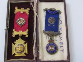 RAOB MEDALS, 1 silver and 1 gold, gold is Chester HM, "This Order of Merit and Honour of Knighthood"