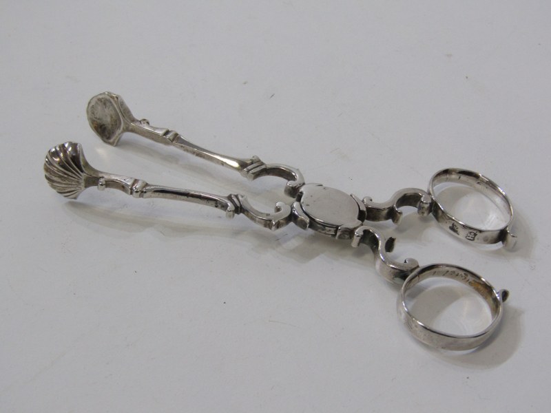 ANTIQUE SILVER SUGAR NIPS, initialled CDE 12cms length hallmarks indistinct, also silver mounted - Image 3 of 9