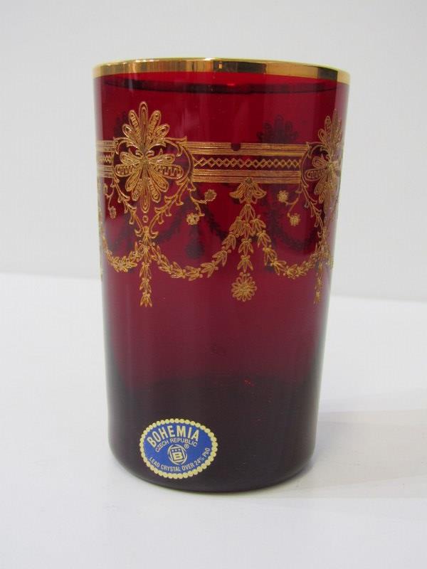 VICTORIAN GLASS, a cased blue and clear glass lustre (some drops as found), 30cms height, together - Image 6 of 7