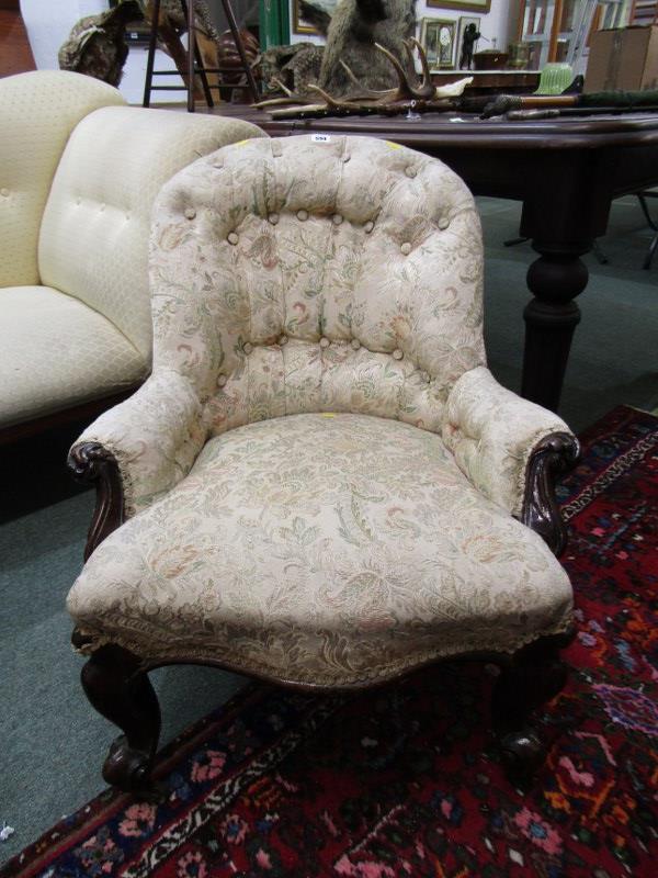 VICTORIAN BUTTON back nursing chair with serpentine front and seat - Image 2 of 4