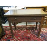 19th CENTURY OAK FOLD TOP TABLE of square form, fitted 1 drawer with swing leg, 87cm width