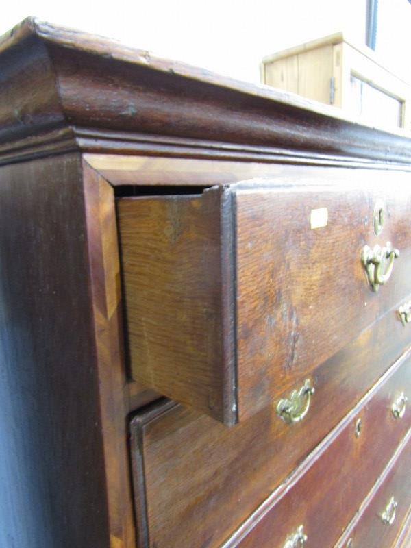 18th CENTURY CHEST ON STAND, walnut chest, fitted 2 short and 3 long drawers, base fitted 3 - Image 5 of 9