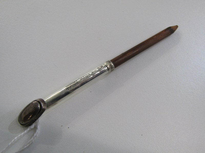 SILVER MOUNTED PARASOL, with pencil inset to handle, the silver HM pencil, marked "Brigg of London" - Bild 3 aus 12