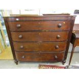 EARLY VICTORIAN MAHOGANY BOW FRONT CHEST OF DRAWERS, of bowed form, fitted 4 graduated drawers,