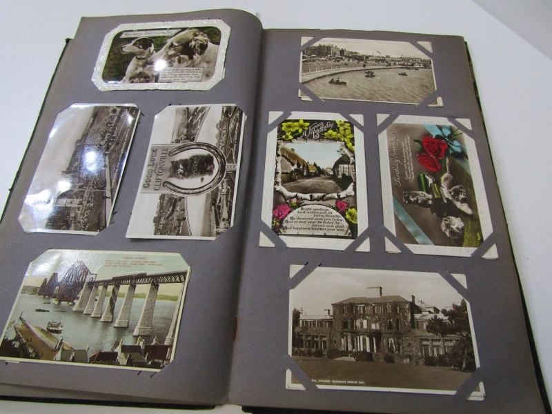 EDWARDIAN POSTCARD ALBUM, containing approx, 150 assorted view cards, also sentimentals, humour, etc - Image 10 of 14