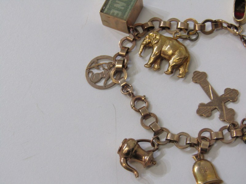 GOLD CHARM BRACELET, 9ct gold bracelet set with 10 charms, 18.5 grams - Image 5 of 5