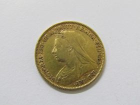 GOLD HALF SOVEREIGN, 1896 Victoria veiled head half sovereign