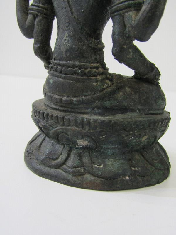 EASTERN METALWORK, vintage shiva sculpture on a lotus base, 15cm height - Image 6 of 7