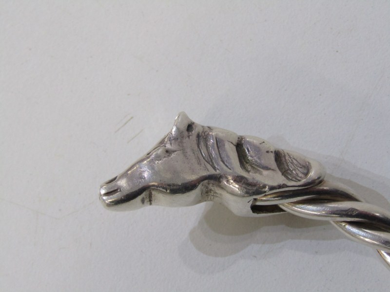 WHITE METAL, TESTS AS SILVER, double horse head torque bangle, approx. 68.5 grams - Image 3 of 11