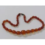 GRADUATED AMBER BEADS, 15'' amber bead necklace 21 grams