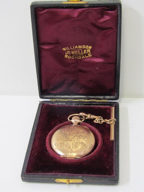 LADY'S WALTHAM FULL HUNTER POCKET WATCH, gold plated case in very good condition, watch appears to - Image 5 of 10